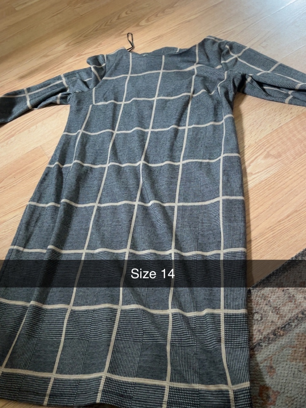 Women’s Grey Windowpane Midi Dress with Cream Grid